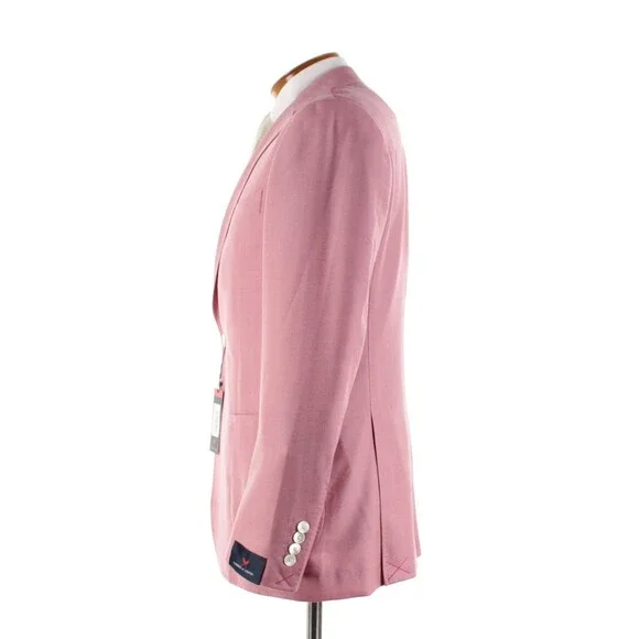 Cardinal of Canada NWT Wool / Silk Sport Coat Size 40R US In Pink Herringbone